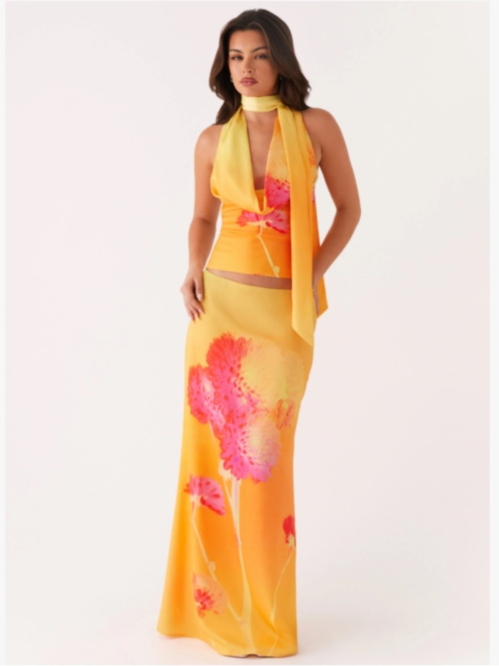 Peppermayo Yellow-Orange Floral Halter Set